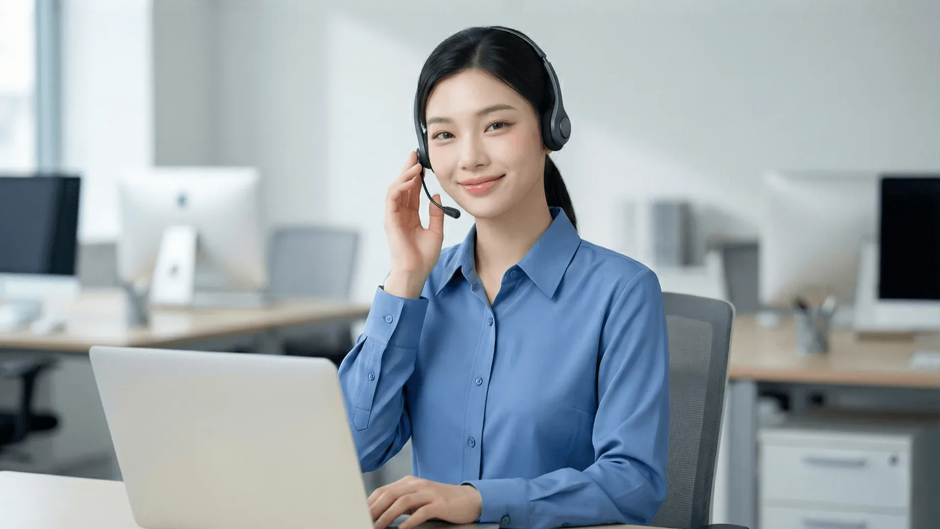 품티켓 결제 안내 상담원이 문의를 확인하는 모습